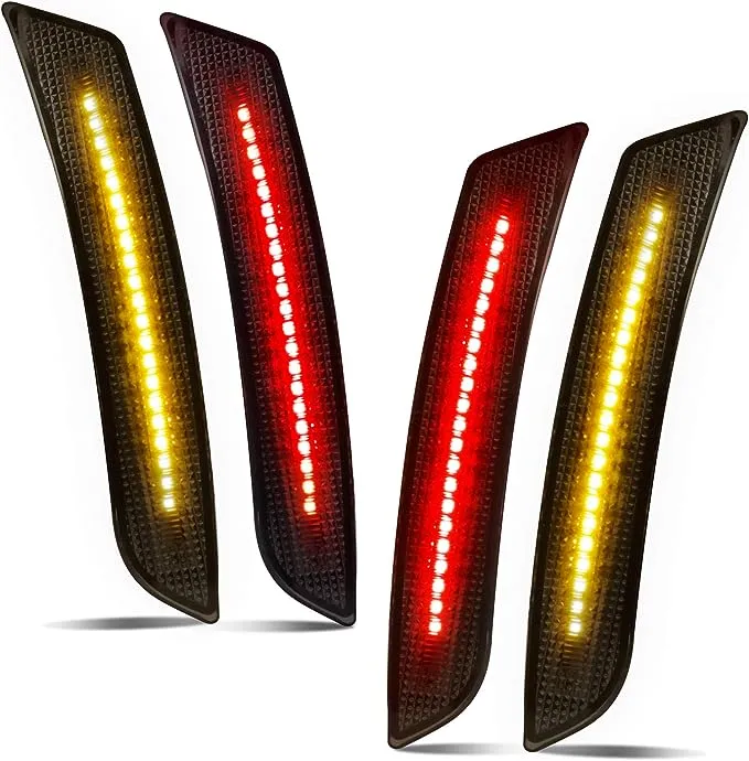 RUXIFEY Smoked LED Side Marker Lights Front Rear Bumper Sidemarker Reflectors Compatible with 2016 to 2021 Camaro Red Amber - Pack of 4