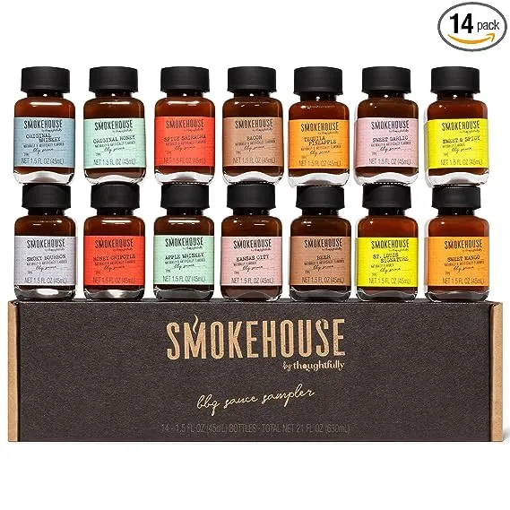 Smokehouse by Thoughtfully, Gourmet BBQ Sauce Sampler Variety Pack Gift Set, Set of 14