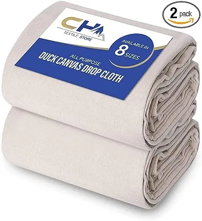 Canvas Painters Drop Cloth (Size 4 x 5 Feet - Pack of 2) - Pure Cotton Paint Drop Cloth for Painting, Curtains, Furniture & Floor Protection - All Purpose Thick Canvas tarp with Double Stitched Edges