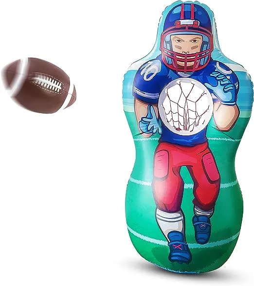 Kovot Inflatable Football Target Set - Inflates to 5 Feet Tall! - Soft Mini Toss Foot Ball Included