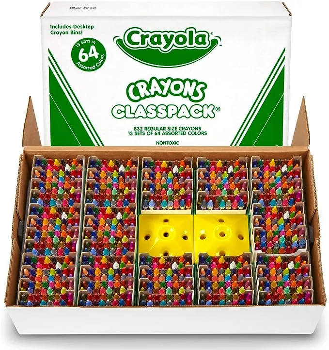 Crayola Classpack Regular Crayons, Assorted, 13 Caddies, 832/Box