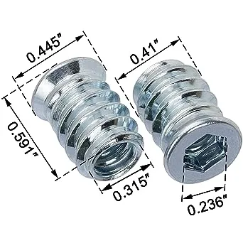 40 Pack Threaded Insert Nutsert, 1/4"-20 x 15mm Screw in Nut Threaded Wood Inserts, for Wood Furniture(with 1/4" Allen Wrench)