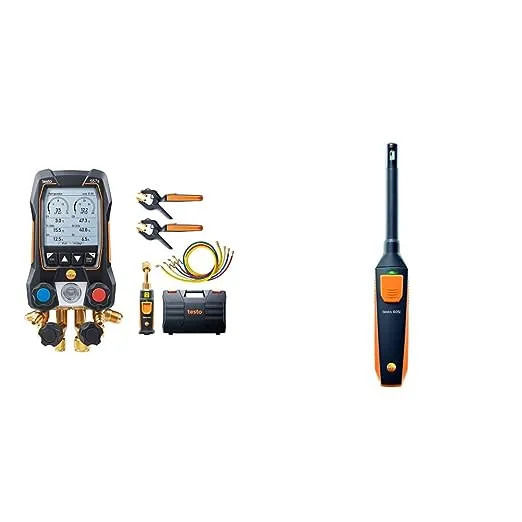 Testo 557S Smart Vacuum Kit Digital Manifold with Wireless Temperature, Vacuum Probes and 4 Hoses Part 0564 5572 01