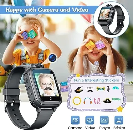 Smart Watch for Kids Games Toy for Kids Age 3-9 Smartwatch 14 Games Camera Video Music Alarm Calculator Birthday for Boys Learning Toys for 3 4 5 6 7 8 9 10 11 12 Year Old Boys (Black)