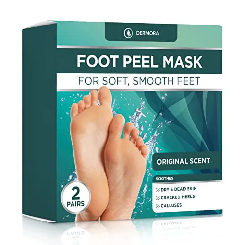 Dermora Foot Peel Mask 2 Pack of Regular Skin Exfoliating Foot Masks for Dryness