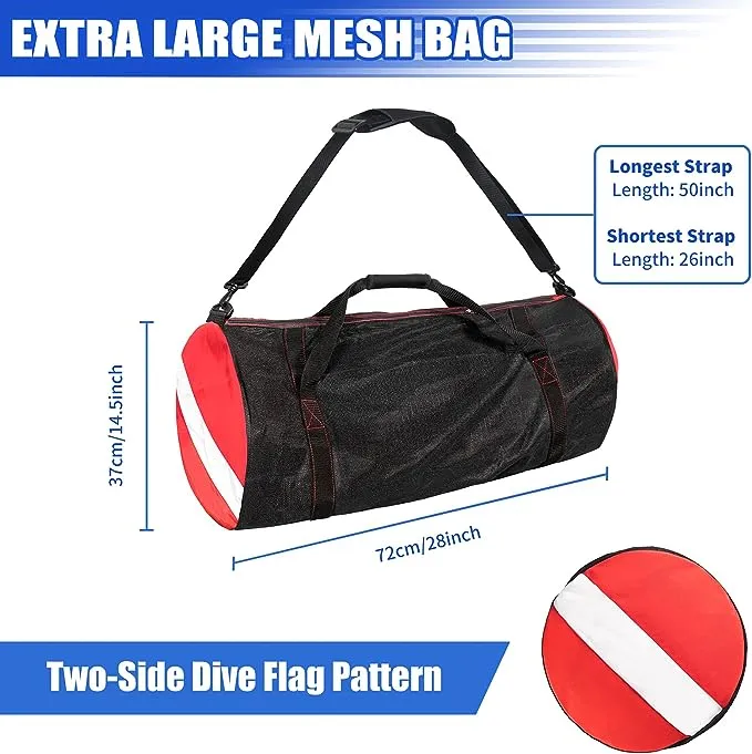 Sports Duffle Bag, Extra Large Mesh Dive Beach Bags and Totes with Shoulder Strap for Scuba Diving and Snorkeling Gear & Equipment, Wet Swimming, Travel, and Gym Workout