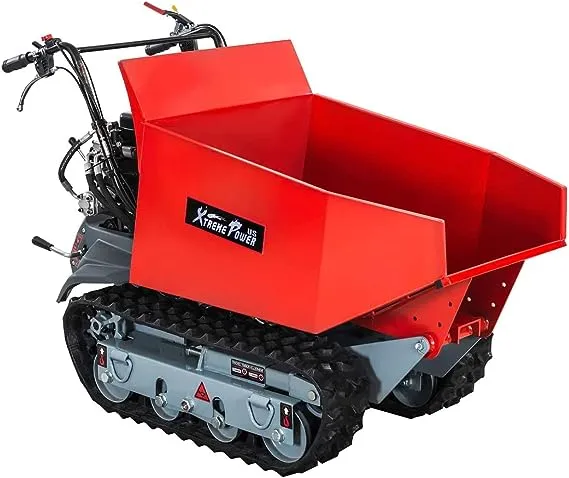 XtremepowerUS 6.5HP All-Terrain Track Wheel Barrow Gas-Powered Wheelbarrow Hydraulic Assist Utility Cart Motorized Wagon