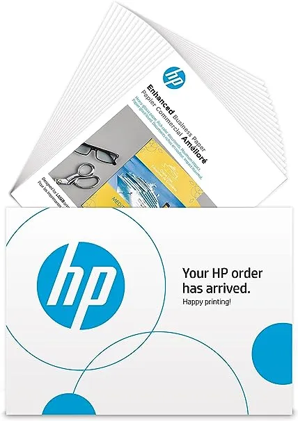 HP Enhanced Business Paper, Glossy, 8.5x11 in, 40 lb, 50 sheets, works with laser printers (4WN09A), White