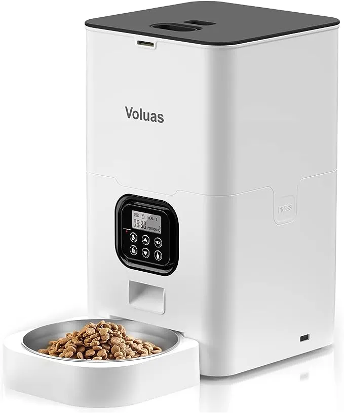 Voluas Automatic Cat Feeders - Pet Food Dispenser for Dry Food, Timed Cat Feeder with Desiccant Bag, Programmable Portion Size C