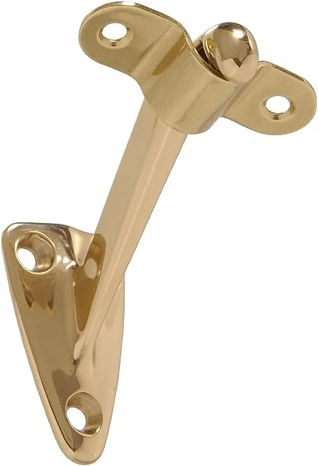 The Hillman Group 851537 Solid Brass Handrail Bracket Heavy Duty, Bright, Brass Finish