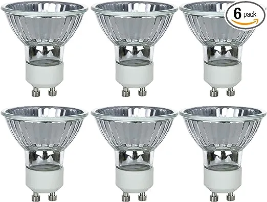 6 Pack Sunlite 35 Watt, 38° Flood, MR16 Mini Reflector w/Cover Guard, GU10 Base