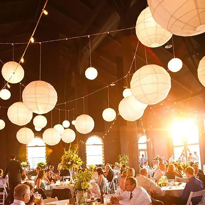 Paper Lanterns Decorative Hanging Paper Lanterns with Lights for Wedding White