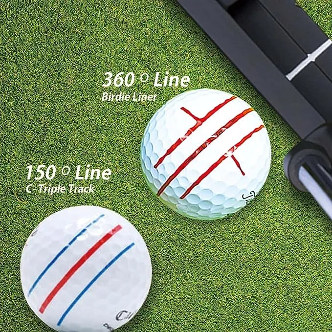 ✔️Premium Quality Birdie Liner Drawing Alignment Tool Kit- 360-Degree Triple-Line Golf Ball Marker Stencil with Luxurious Gift Box Including 3 Marker Pens-Patent Pedning