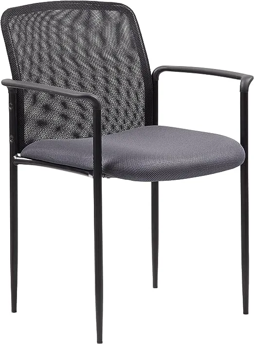 Boss Office Products Stackable Mesh Guest Chair, Gray/Black