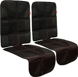 Lusso Gear Car Seat Protector (Value 2 Pack) - Thick Padding, Waterproof, 2 Mesh Storage Pockets, Protect Fabric or Leather Seats from Child Car Seat and Pets, Non-Slip Rubber Padded Backing (Black)