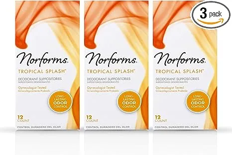 Norforms Suppositories Tropical Splash 12 Count (Pack of 3)