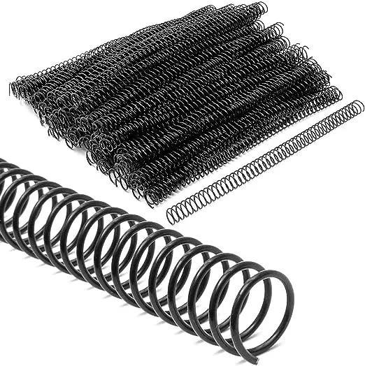 Black Spiral Binding Coils, Plastic Spines for 110 Sheets (12 in, 14mm, 4:1 Pitch, 100 Pack)