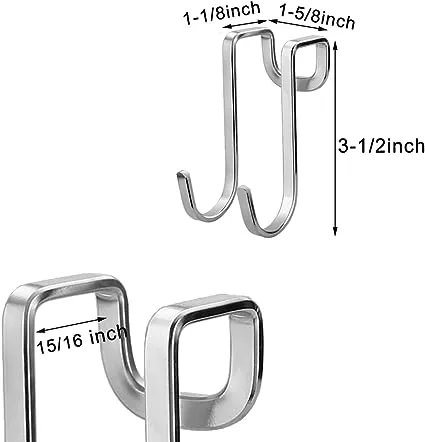 4 Pack Over Cabinet Drawer Double Hooks, Stainless Steel Multiple Use Narrow ...