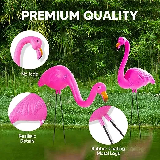 JOYIN Small Pink Flamingo Yard Ornament Stakes