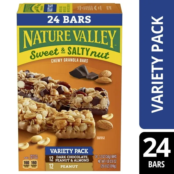 Nature Valley Granola Bars, Sweet and Salty Nut, Variety Pack, 24 Bars, 28.8 OZ