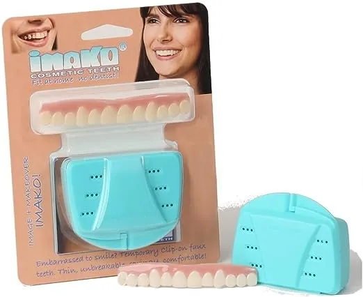 Imako Cosmetic Teeth 1 Pack. (Small, Bleached) Uppers Only- Arrives Flat. Fit at Home Do it Yourself Smile Makeover!