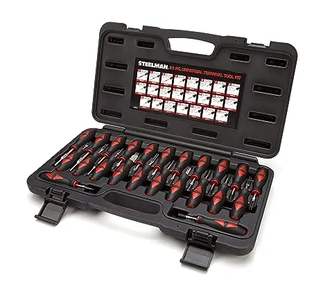 Steelman 23-Piece Universal Terminal Tool Kit for Auto Technicians, Safely Remove Wires from Terminal Block Without Damage, Variety of Blade Styles