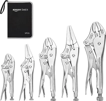 Amazon Basics 3-Piece Quick Release Groove Joint Pliers Set, Drop Forged Chrome Vanadium Steel, Includes 7-inch,10-inch, and 12-inch, Black