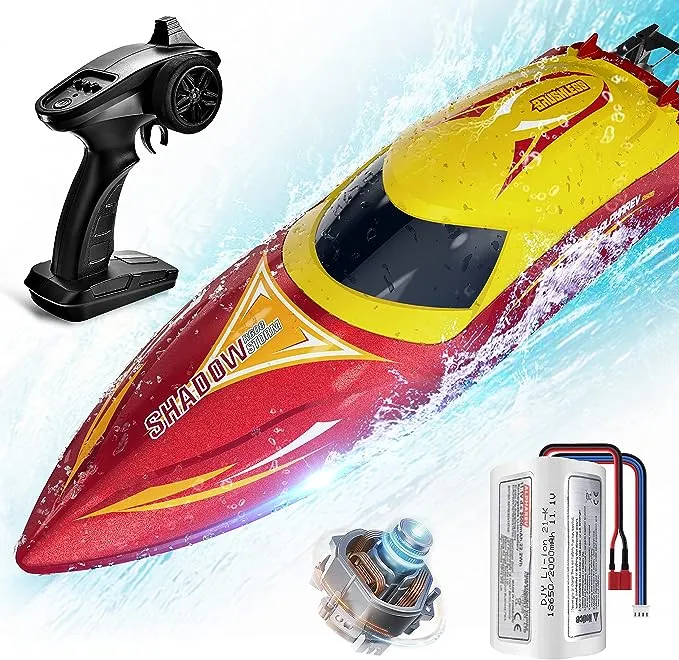 ALPHAREV Brushless RC Boat - R608 30+ MPH Fast Remote Control Boat for Pool & Lake, 2.4GHz RC Boats for Adults, RC Speed Boat with Brushless Motor, Summer Outdoor Water Toys Birthday Gifts for Boys