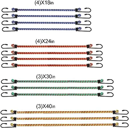 XSTRAP STANDARD 14 Pieces Standard Bungee Kit - Includes 18”, 24”, 30”, 40” Bungee Cords with Hooks