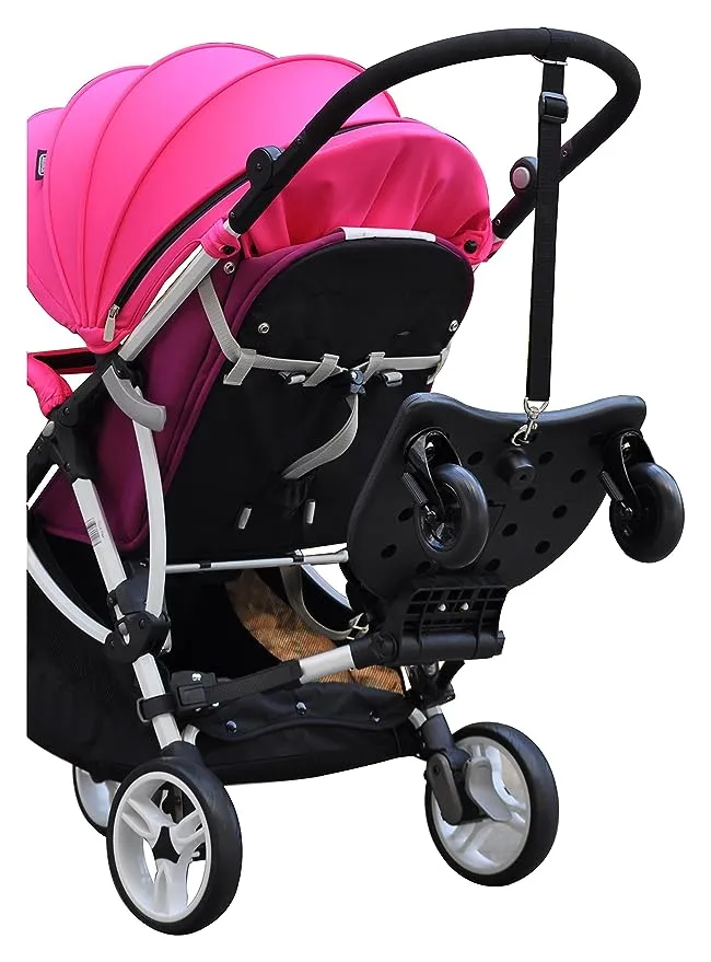 Englacha 2-in-1 Cozy X Rider, Black - Child Rider Stroller Attachment with Saddle Seat and Standing Platform - Universal Fit for Most Prams - Quick and Easy to Use - Designed for Safety