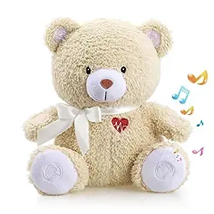 BEREST Sleeping Bear Baby Sleep Soother- Mom's Heartbeat White Noise Machine Infant Stuffed Animal Bear Toy Sleeping Aid, Nursery Decor with Baby Cry Sensor, Night Light, 9 Soothing Sounds Therapy