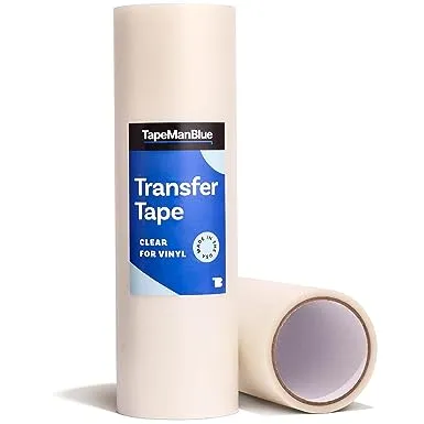 TapeManBlue 12" x 50' Roll of Clear Transfer Tape for Vinyl, Made in America, Premium-Grade Vinyl Transfer Tape for Cricut Crafts, Decals, and Letters