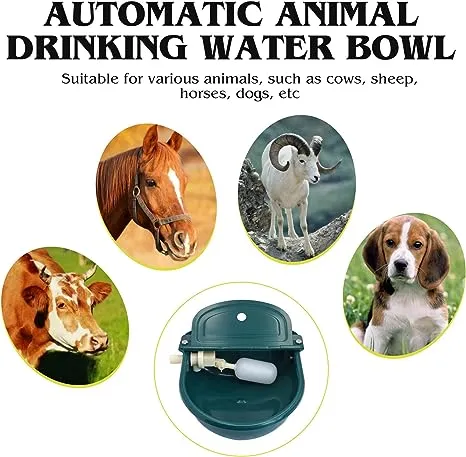 MUDUOBAN Automatic Water Bowl with Float Valve Stainless Steel Livestock Water Trough for Dog Horse Cattle Pig Chicken Goat Sheep (Green)