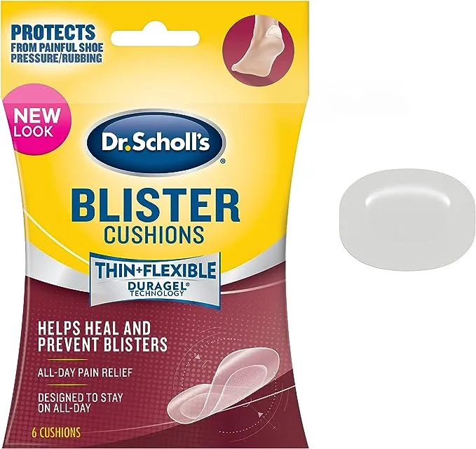 Dr. Scholl's BLISTER CUSHION with Duragel Technology, 6ct // Heal and Prevent Blisters with Cushioning that is Sweat-Resistant, Thin, Flexible and Nearly Invisible