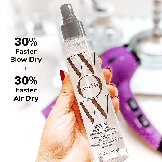 COLOR WOW Speed Dry Blow Dry Spray – Cut Blow Dry Time by 30% | Heat Protectant, Prevent Breakage | Cruelty-Free & Gluten-Free