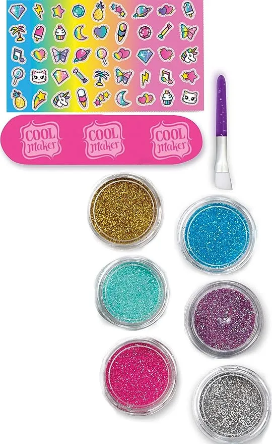 Cool Maker, GO Glam Glitter Nails DIY Activity Kit for 5 Manicures, for Kids Aged 8 and up