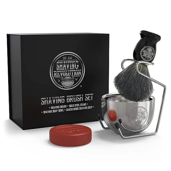 Luxury Shaving Badger Shave Brush Set: Badger Hair Shaving Brush Safety Stand