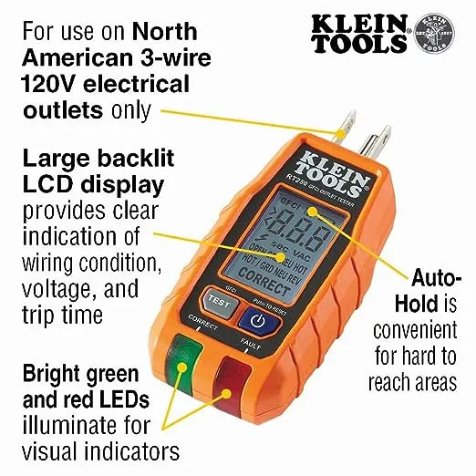 Klein Tools Lcd Gfci Receptacle Specialty Meter 120-Volt