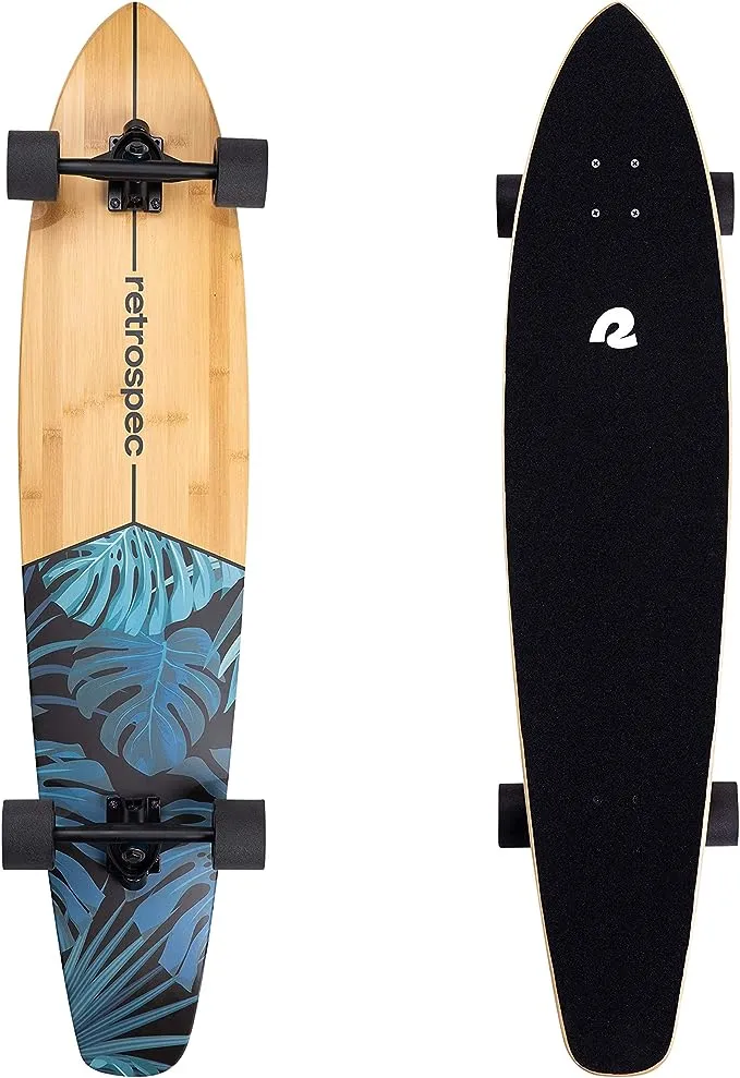 Retrospec Zed Longboard Skateboard Complete Cruiser | Bamboo & Canadian Maple Wood Cruiser w/ Reverse Kingpin Trucks for Commuting, Cruising, Carving & Downhill Riding