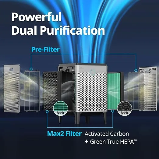 Coway Airmega 400S(G) App-Enabled Smart Technology Compatible with Amazon Alexa True HEPA Air Purifier, Covers 1,560 sq. ft, Graphite