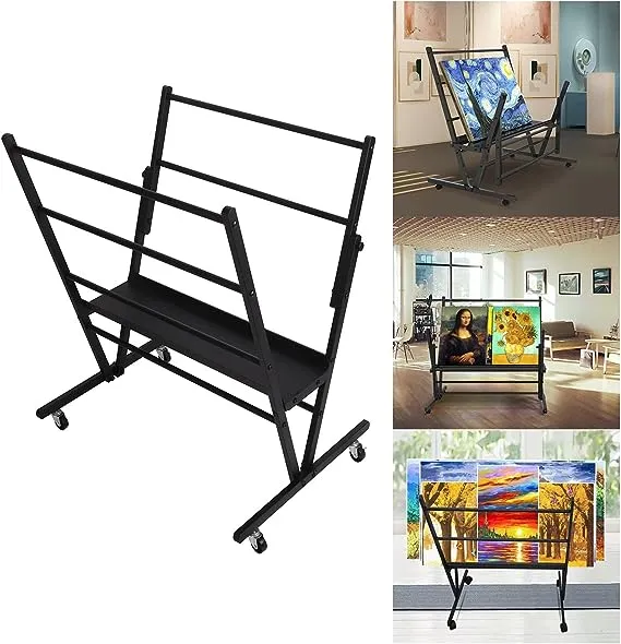 MYOYAY Movable Art Metal Print Rack, Printing Drying Display, Storage Stand for Artworks, Posters, Prints, Great Assistant for Shows & Galleries, Easy Moving with Rolling Casters, Well Hold 330Lb