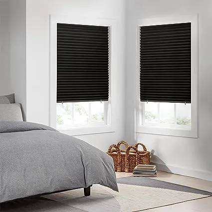 ECLIPSE Blackout Paper Pleated Shade - Cordless Durable Cut-to-Width Multi Pack Window Shades, 36 in x 72 in (2 Pack), Black