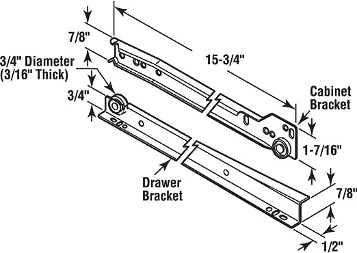 Prime-Line MP7210 Drawer Slide Kit, 15-3/4 In., Steel Tracks, White Powder Coat (1 Kit)