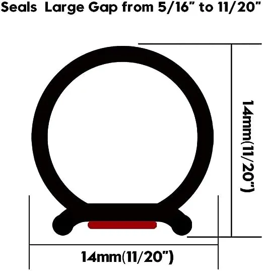 19.7 Feet Long Weather Stripping Seal Strip for Doors/Windows, Self-Adhesive Backing Seals Large Gap (from 5/16 inch to 11/20 inch) Seal Strip