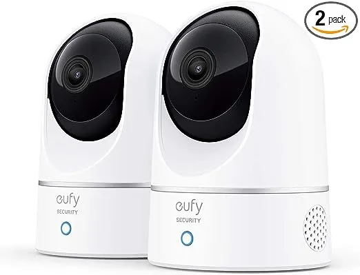 eufy Security Indoor Cam E220 2-Cam Kit, 2K Security Indoor Camera Pan & Tilt, Plug-in Camera with Wi-Fi, Human & Pet AI, Voice Assistant Compatibility, Motion Tracking, Homebase 3 Compatible