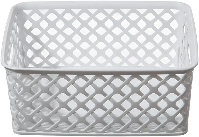 Mainstays Small Plastic Decorative Basket, Set of 4, Arctic White