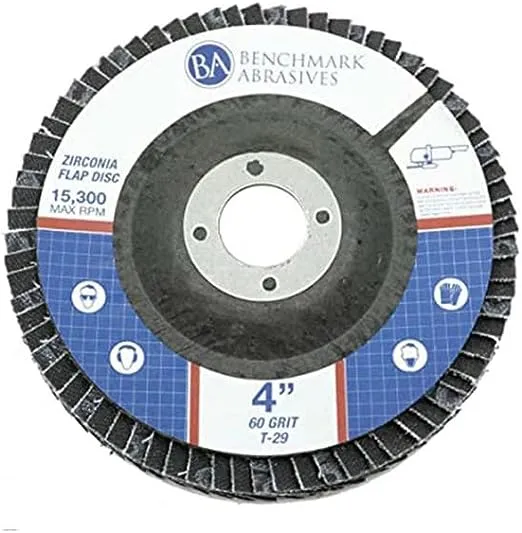 Benchmark Abrasives 4" x 5/8" Premium Type 29 Zirconia Flap Discs - 10 Pack (60 Grit)