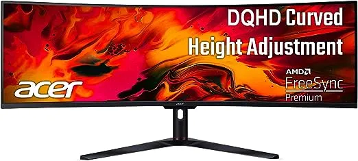 Acer EI491CUR Sbmiipphx 49" 1800R 32:9 Curved DQHD (5120 x 1440) Zero-Frame Gaming Monitor | AMD FreeSync Premium | Up to 120Hz | 4ms | 94% DCI-P3 | 2 x Display Port v1.4, 2 x HDMI 2.0 & 1 x Audio Out