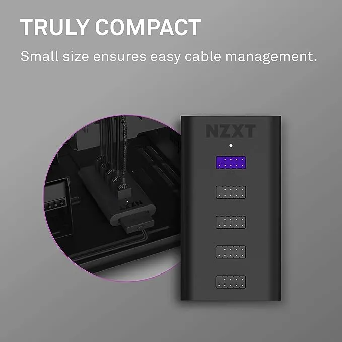 NZXT Interner USB-Hub 3 - AC-IUSBH-M3 - 4 interne USB 2.0-Anschlüsse - 3M Dual Lock Tapes - Magnetischer Körper - Plug and Play