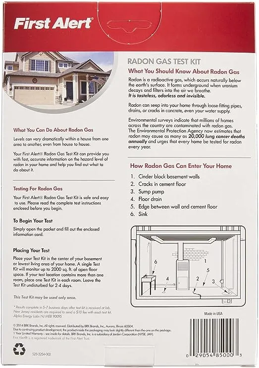 First Alert Radon Gas Test Kit, RD1